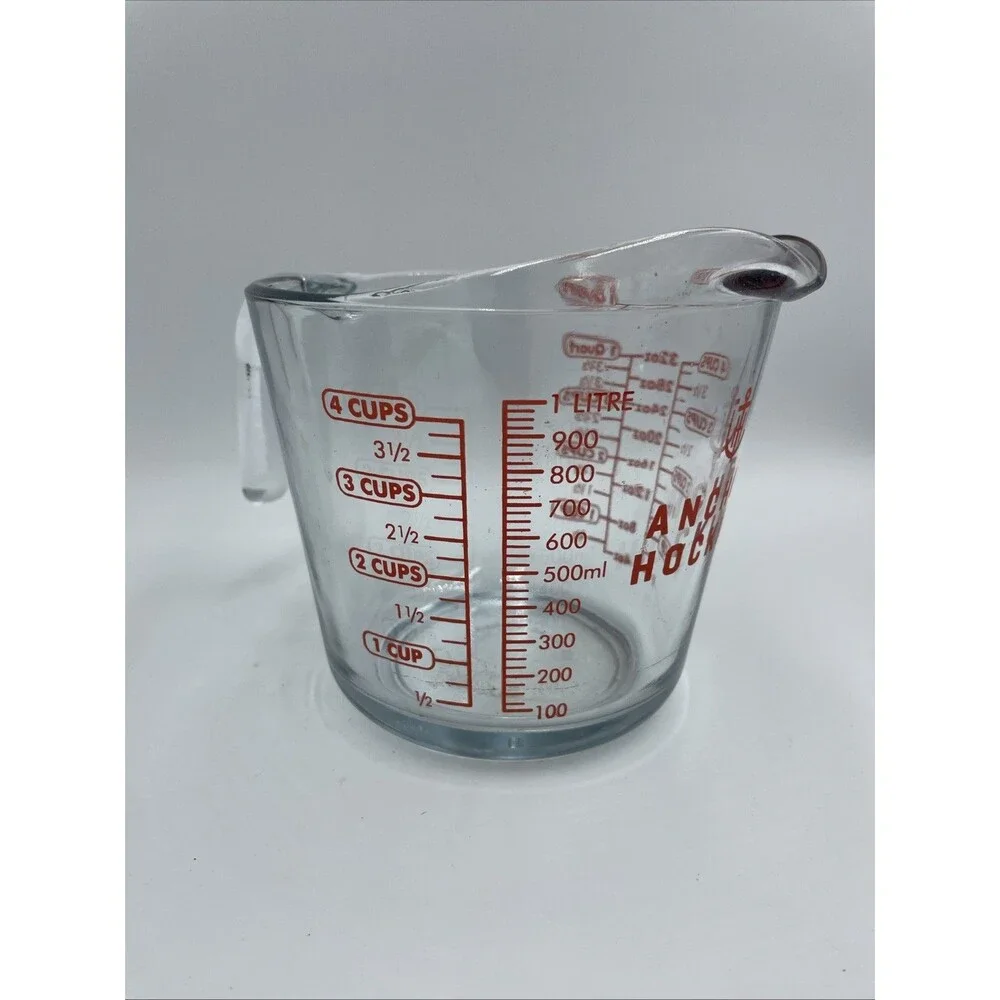 Vintage Anchor Hocking 499 Fire King 1 Litre 4 Cups Glass Measuring Cup